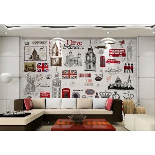 Custom Wall Mural European Retro London 3D Poster Murals Wallpaper Living Room TV Background House Decoration Wall Paper Mural