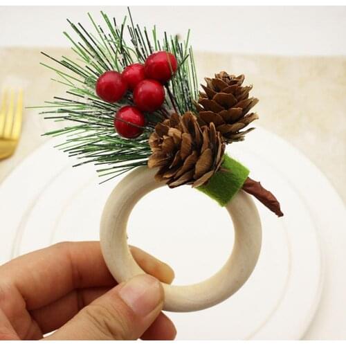 4Pcs Napkin Buckle Natural Rustic Eye-catching Table Decor Napkin Ring Set for Banquet