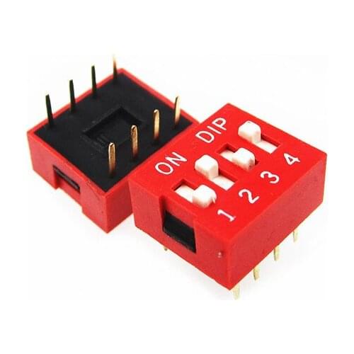 New 5Pcs DIP Red 2.54mm Pitch 8 Pins 4 Positions Ways Slide Type Switchs HOT