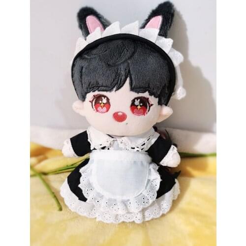 Free Shiping 15cm 20cm Doll Clothes Outfit Maid Dress Headband Apron Kpop Plush Figure Dolls Toys Plushies Cos Suit Accessories