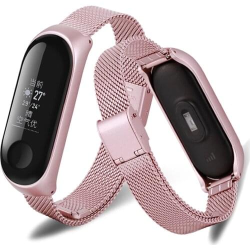 For Xiaomi Mi Band 3/4/5/6 Stainless Steel Wristband Metal Strap Bracelet Miband Strap Replaceable Strap Xiaomi 3 4 Strap Silver