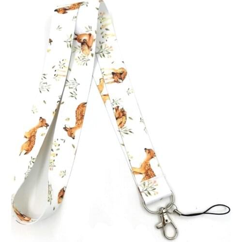 100pcs Animal Deers Fashion simple keychain mobile phone neck lanyard key ID card mobile phone USB key lanyard