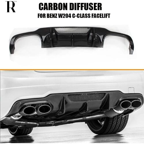 C63 Carbon Fiber Rear Diffuser for Mercedes-Ben W204 C180 C200 C260 C300 Sport Bumper & C63 AMG Bumper 4DR & 2DR 2012 2013 2014