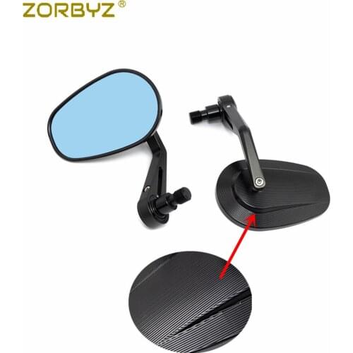 ZORBYZ Black CNC Aluminium Handlebar End Oval Side Mirror With M16 For Yamaha XJ6 FZ8 FZ6 MT-09 MT-07 MT-03 XSR700 XSR900