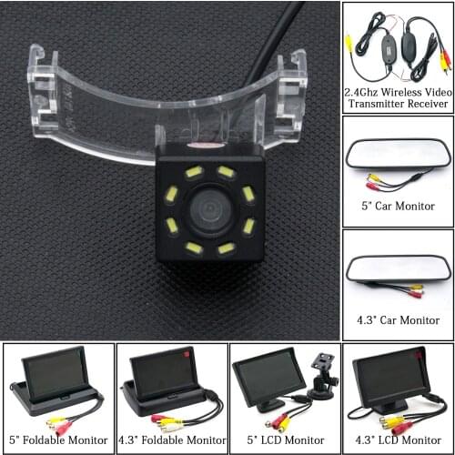 For Mazda5 Mazda 5 2012 CX-9 CX9 Premacy 8LED Car Parking Rear View Camera 5 inch Mirror Monitor Power Filters 2.4GHZ Wireless