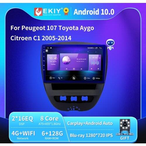EKIY 10'' Android 9.0 For 2005-2014 Toyota Aygo Car Radio for Peugeot 107 Multimedia Video Player for Citroen C1 GPS Navigation