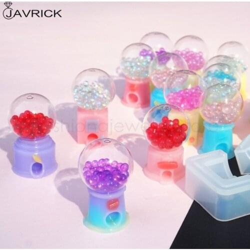 4 Styles Handmade Classic Glass Candy Twirling Gumballs Machine Resin Mold Funny Game Toy Pendant Resin Mold Art Crafts