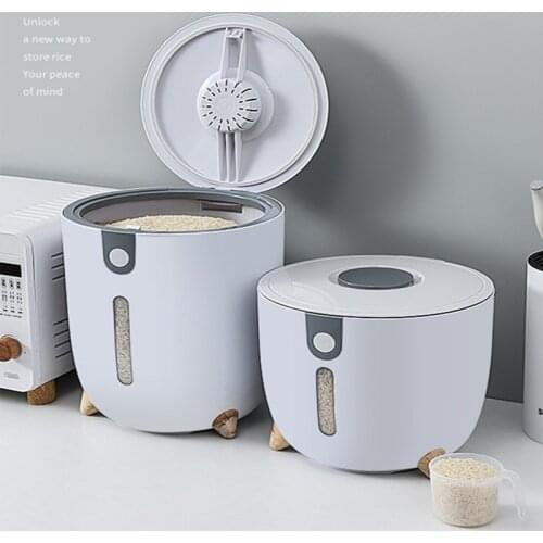 10KG/20KG Kitchen Rice Bucket Insect-Proof Moisture-Proof Rice Cylinder Grain Sealed Jar Home Storage Pet Dog Food Store Box