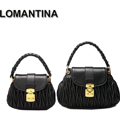 LOMANTINA New Fashion Women Sheepskin Leather Shoulder Bag Genuine Leather Luxury Handbag Women Bag Designer Totes for Ladies