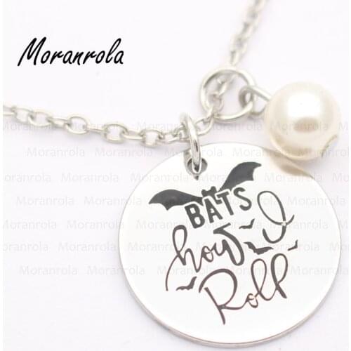 New arried" Bats how I roll "Copper necklace Keychain,charm funny Halloween Jewelry fall necklace Bat charm Thats how I roll