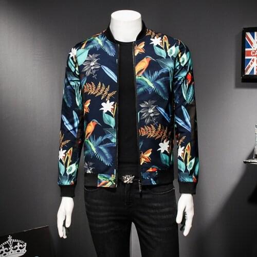 Mens Pattern Floral Print Male Jacket Vintage Classic Fashion Designer Bomber Jackets Party Club Outfit Men oversize