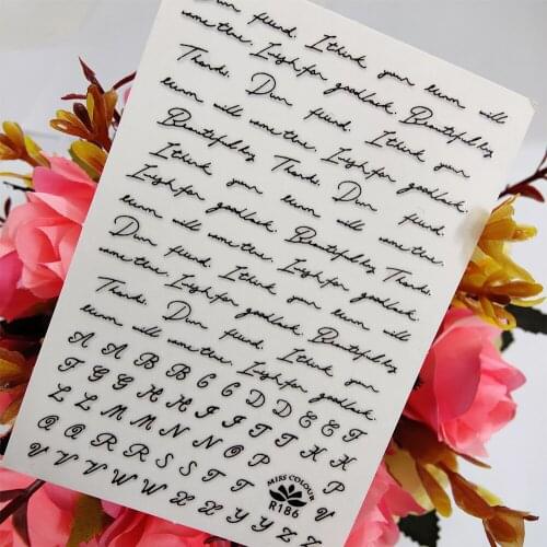 3D Stickers for Manicure Art English Letters Designs Nail Decoraciones Sticker Self Adhesive Sliders foil on Nails