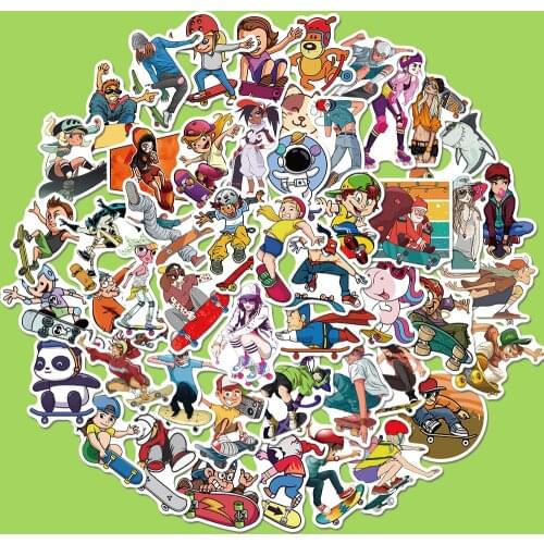 50pcs/bag Cute Skateboard series Sticker Children Gift DIY for On Skateboard Suitcase Luggage Stickers Waterproof PVC
