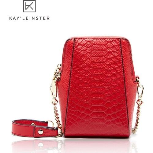 Genuine Leather Women Bag Luxury Crocodile Pattern Chain Small Women Crossbody Bag 2019 Fashion Designer Coin Cell Phone Bags