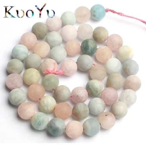 Natural Dull Polish Matte Morganite Stone Beads Round Loose Beads For Jewelry Making DIY Bracelet Necklace 15"inch 4/6/8/10/12mm