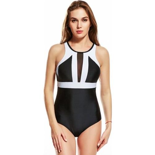 2021 New Swimsuit Black And White Conservative Thin Backless Triangle Piece Hot Spring Swimsuit Women