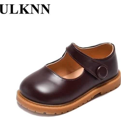 ULKNN Baby Girls Shoes For Toddlers Princess Hook&Loop Round Toe Casual Chaussure Enfant Fille Kid Antislippery Leather Shoes