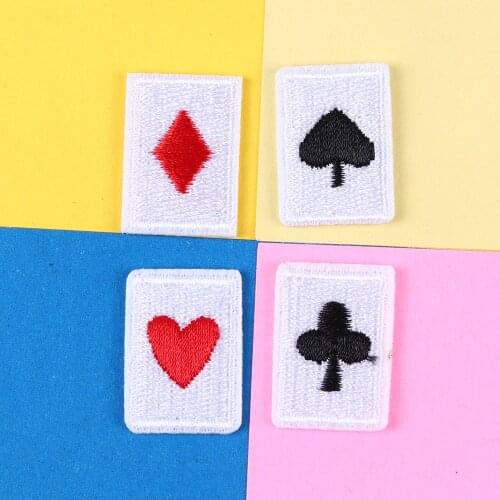 DIY Spade Club Poker Letter Patch Iron On Patches For Clothing Embroidered Punk Badge Patch Sticker For Clothes Accessories