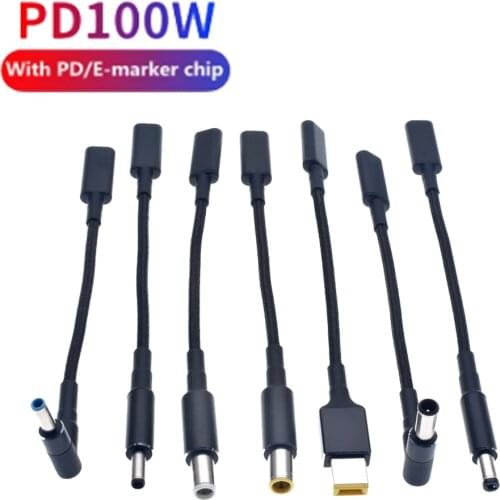 100W Type C Plug Converter USB Type C Female to Universal Laptop Adapter Connector Jack USB C 100W PD Fast Charging Cable Cord