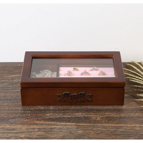 Portable Wooden Jewelry Collection Storage Box Organizer Container for Earrings Rings Watches Bracelets