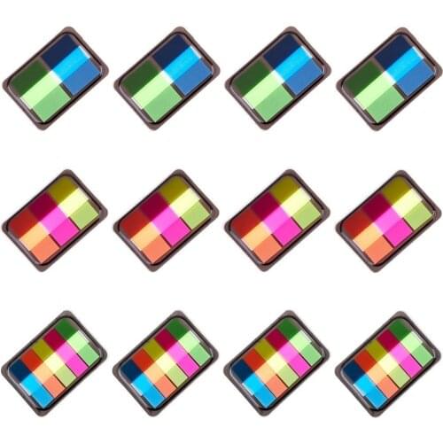 12 Sets Pop-up Index Tabs Flags Neon Page Markers Sticky Notes with Box,3 Size 800 Pieces