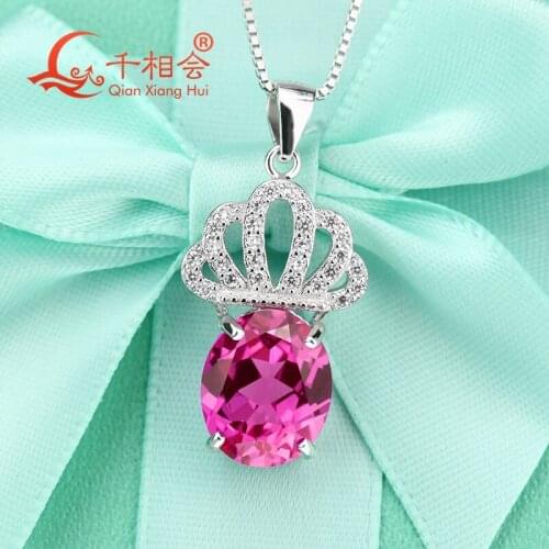 High quality crown shape rose 3# 925 sliver pendant necklace jewelry
