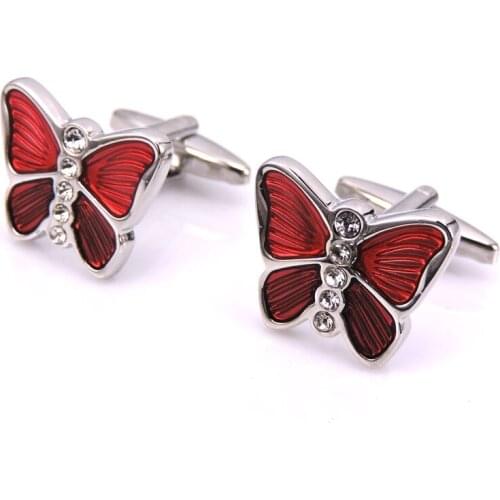 High quality mens clothing boutique brand jewelry CUFFLINKS NEW Red Butterfly cufflinks, 1 double free delivery