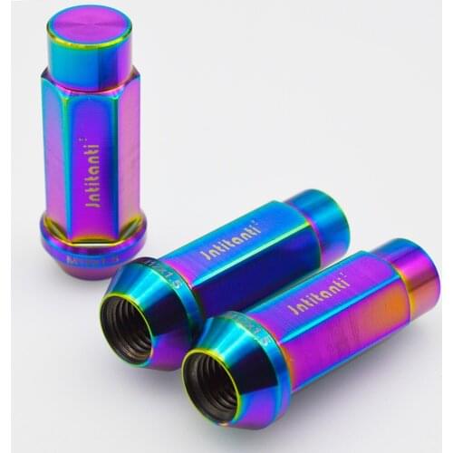 High performance strong rainbow color 60 degree cone seat closed end Gr.5 titanium alloy lug nut M12*1.5*55mm