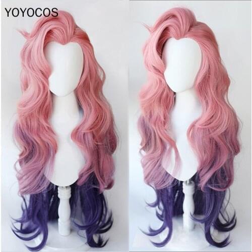 YOYOCOS LOL Cosplay Seraphine Cosplay Wig 100CM Long Curly Hair Gradient Matt Heat Resistant Synthetic Hair Halloween Party