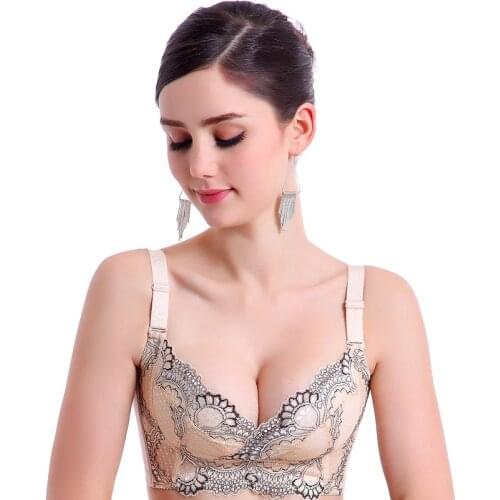 Beige color women big size bra thin cup women push up bra soft comfortable sexy women bra big size gather breast top sexy bra