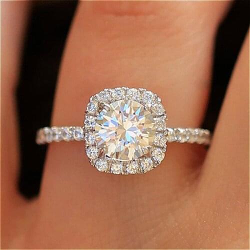 1@# 22 Shine Ring Trendy Crystal Engagement Claws Design Rings For Women Zircon Cubic Elegant Rings Female Wedding Jewerly