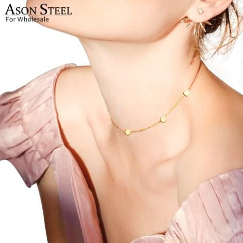 ASONSTEEL Geometric Necklace Triangle Circle Star Choker Gold/Silver Color Rose Gold Necklaces Pendants Stainless Steel Women
