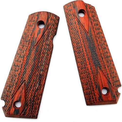 1 Pair Tactics Pistol 1911 Grips High Polished Redwood Patch Color Wood Grips Custom Grips CNC Material 1911 Accessories