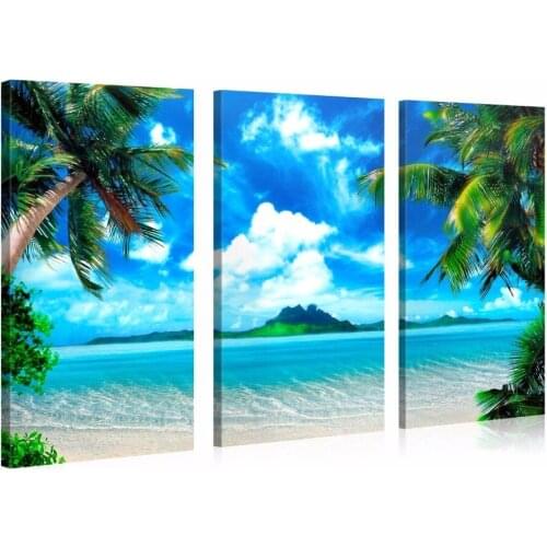 3 pieces framed Wall Art Picture Gift Home Decoration Canvas Print painting Coconut palm beach series wholesale