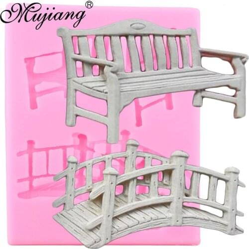 3D Art Bench Bridge Silicone Molds Cake Border Fondant Mold DIY Party Cake Decorating Tools Candy Clay Chocolate Gumpaste Moulds