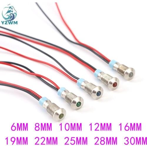 6mm 8mm 12mm 14mm 16mm Impermeable IP67 Metal LED Indicator Light, Warning Light, Power Supply Working Light Lampada Searchlight