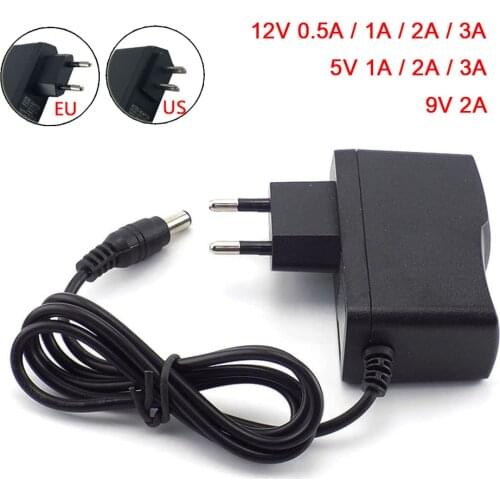 100-240V AC to DC Power Adapter Supply Charger 12V 9V 5V 1A 2A 3A 0.5A 2.5mm x 2.5mm EU Plug Converter for Led Light Strip Lamp