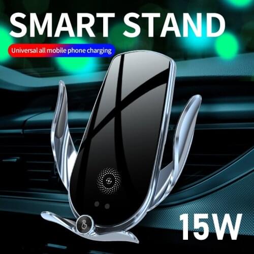 15W Car Wireless Charger Automatic Phone Holder Stand Induction Charger for Iphone 12 11 Pro Max 8 7 6 Samsung Xiaomi Cargador