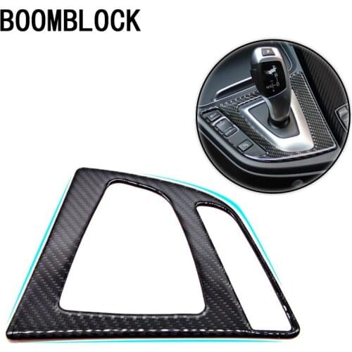 BOOMBLOCLK Car Covers For BMW F30 F35 Accessories 3-Series GT 320i 328i Carbon Fiber Shift Panel Interior Decorative Stickers