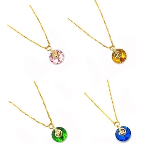 Natural Stone Crystal Necklace Pendant Metal Chain Colorful Spherical Crystal Jewelry for DIY Handmade Charm Jewelry 1 Piece
