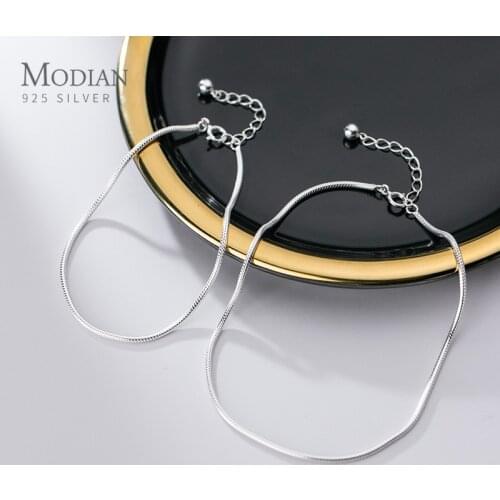 Modian Hight Quality 100% 925 Sterling Silver Fashion Classic Snake Chain Bracelet Anklet Link for Women Fine Jewelry Bijoux