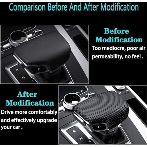 Black perforated leather selector lever handle Gear Shift Knob handball cover For Audi A4 B9 A5 Q7 Q5 2016 2017 2018 2019