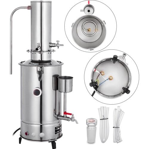 500ML 2L 3L 5L Lab Pure Water Distiller Electric Stainless Moonshine Still Filter And 29pcs 24/40 Chemistry Glassware Kit
