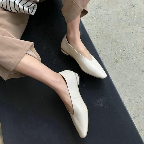 EshtonShero Spring Shoes Woman Pumps Cow Leather+PU Platform Low Heels Solid Elegant Brown Ladies Wedding Shoes Size 3-9