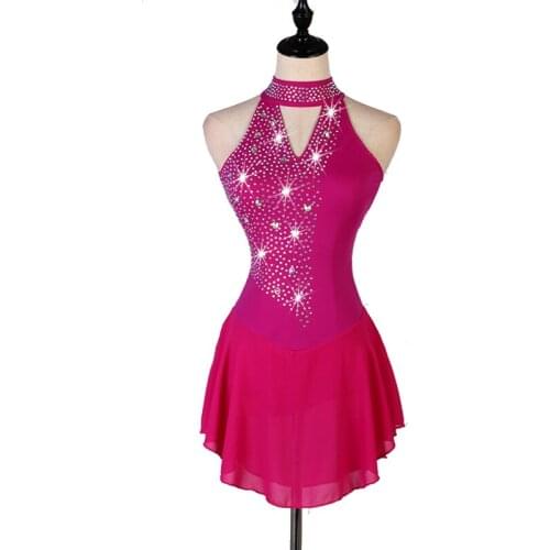 Figure Skating Dress Women girl Ice Skating Dress figureskates Gymnastics Costume custom rhinestone red,black performance dress
