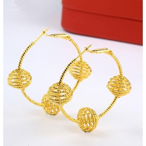 Hyperbole Planet Earrings Yellow Gold Filled Big Hoop Earrings for Womens
