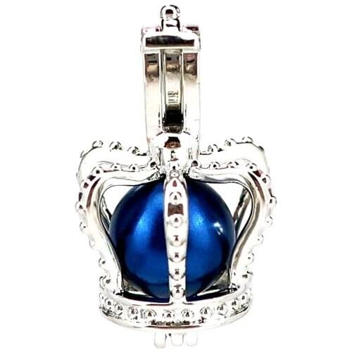 K927 5pcs/lot Silver Alloy Crown Hollow Beads Pearl Cage Pendant Locket Fairytale Party Essential Oil Diffuser