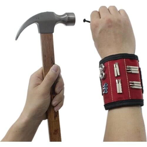 Magnetic Wristband Portable Tool Bag with Magnet Electrician Wrist Tool Belt Screws Nails Drill Bits Bracelet for Repair Tool
