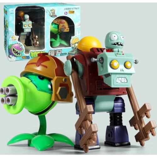 Mecha Giant Zombie Pea Shooter Action Figure Model Toy dolls Shooting Toy Kids Gifts For boys