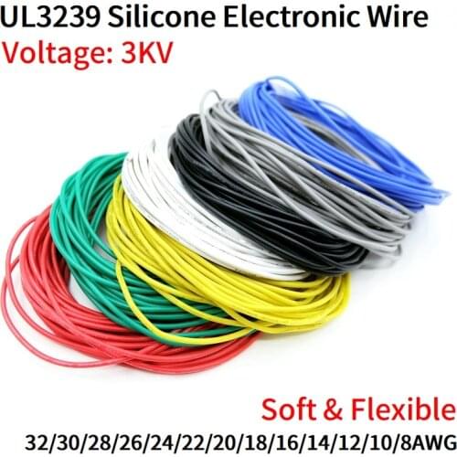 Wire Cable 3KV Flexible Soft Silicone Wire 32 30 28 26 24 22 20 18 16 14 AWG UL3239 Insulated Tinned Copper Electronic Cable